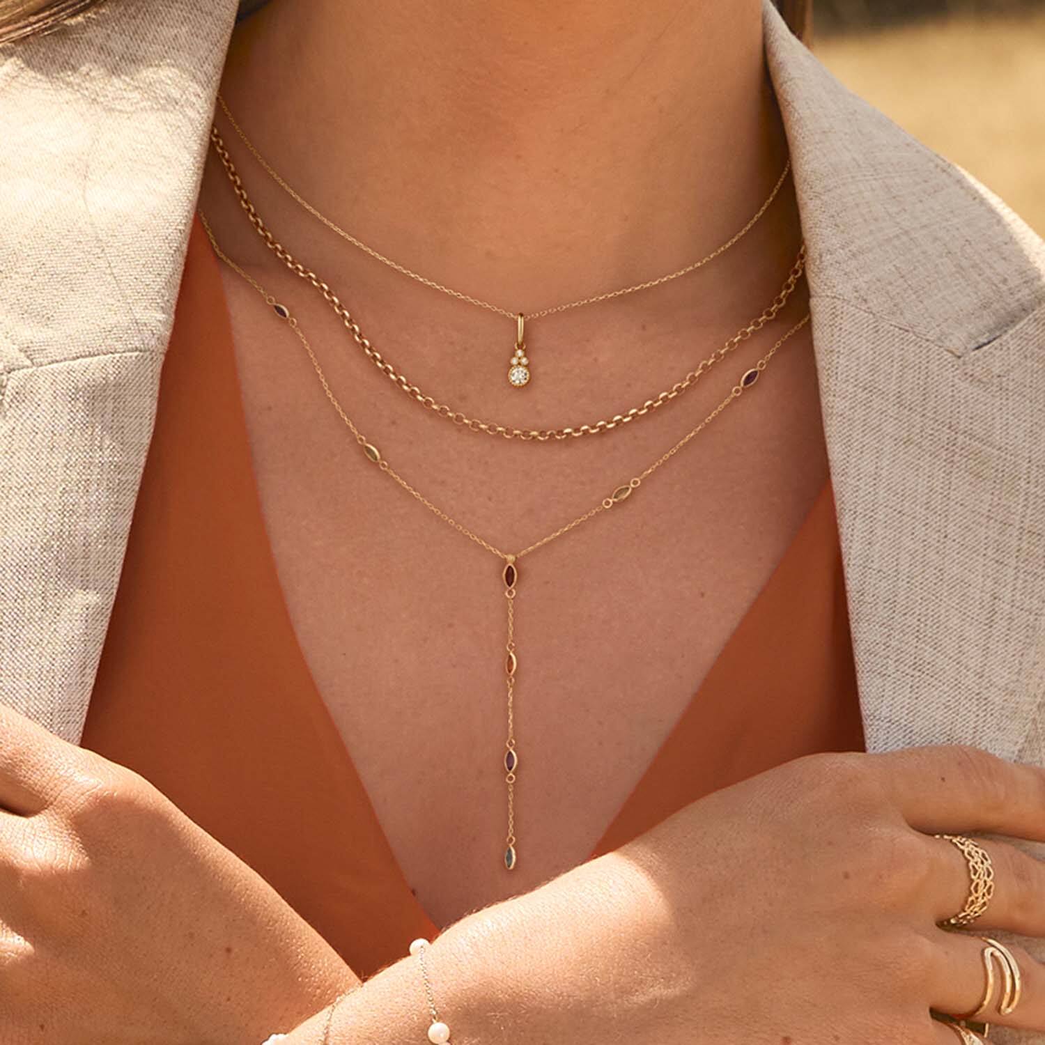 Leopard White Topaz Necklace - 38-40-42cm - 585