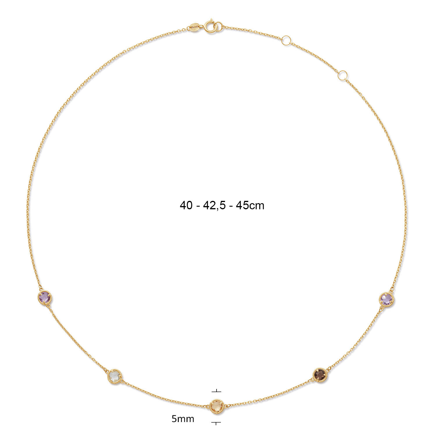 Mosaic Gemstone Necklace - 40-42,5-45cm - 585