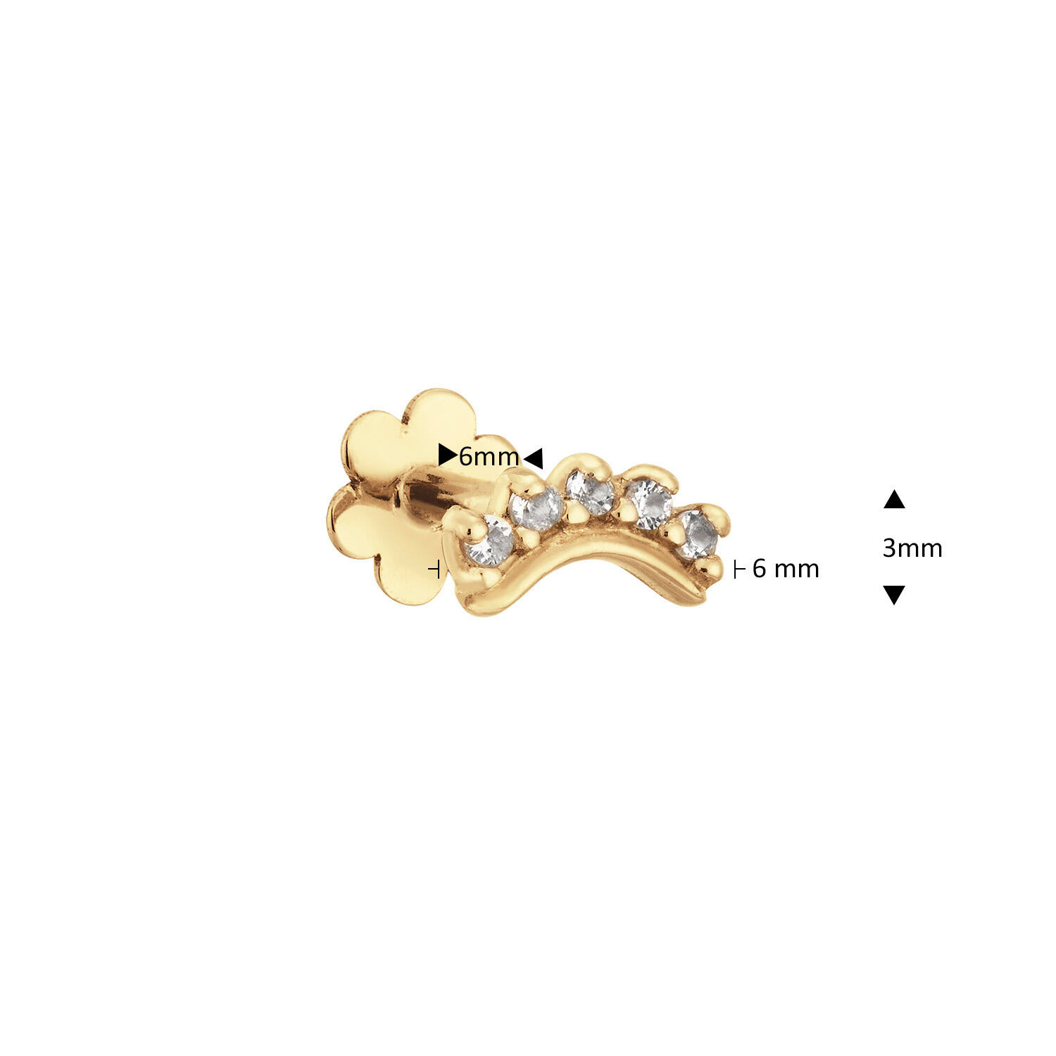Curve White Topaz Piercing - 6mm - 585