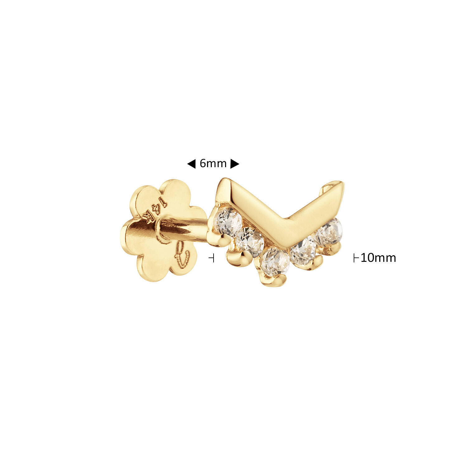 V Curve White Topaz Piercing - 10mm - 585