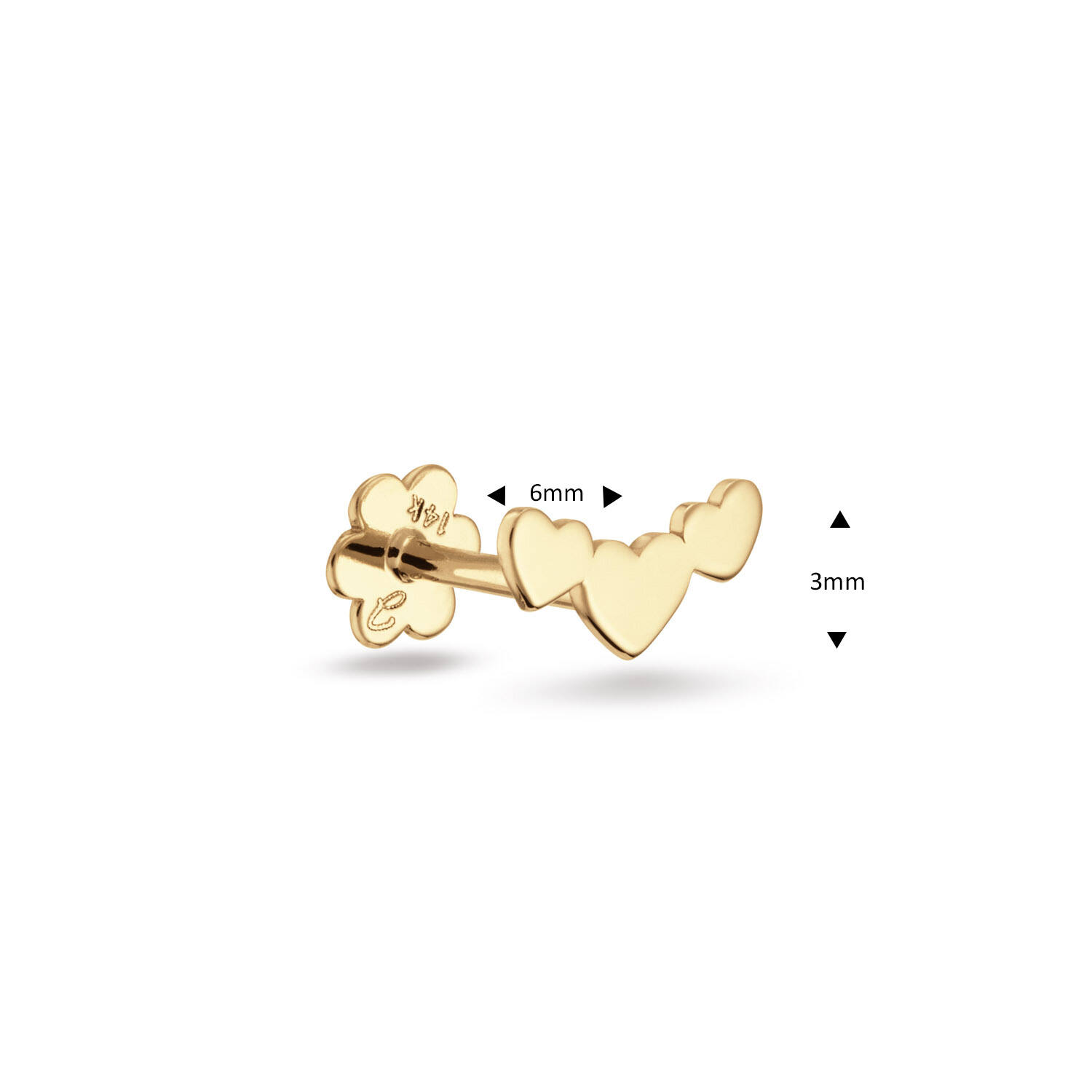 3 Hearts Piercing  - 3mm - 585