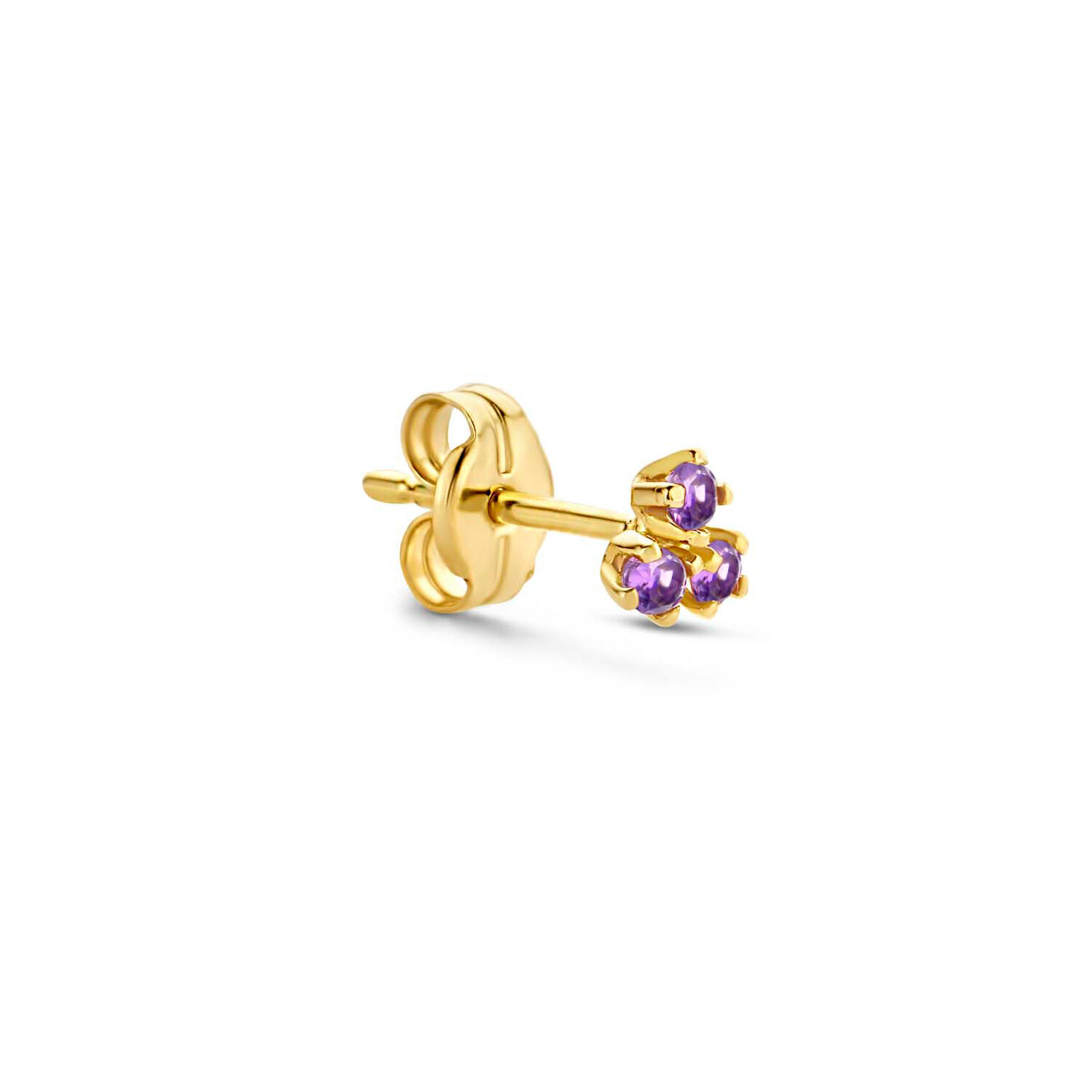 Triangle Amethyst Single Stud - 3,7mm - 585