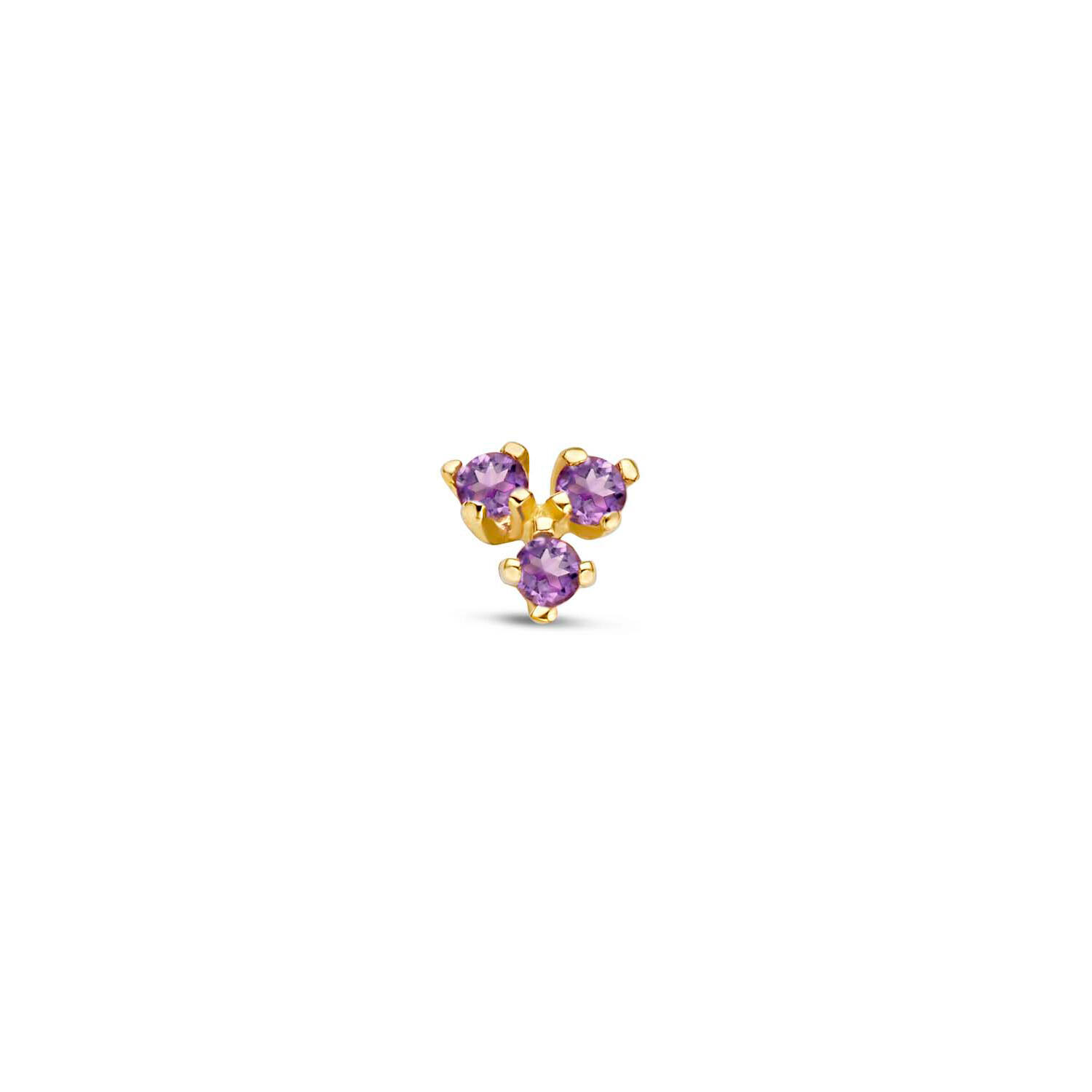 Triangle Amethyst Single Stud - 3,7mm - 585