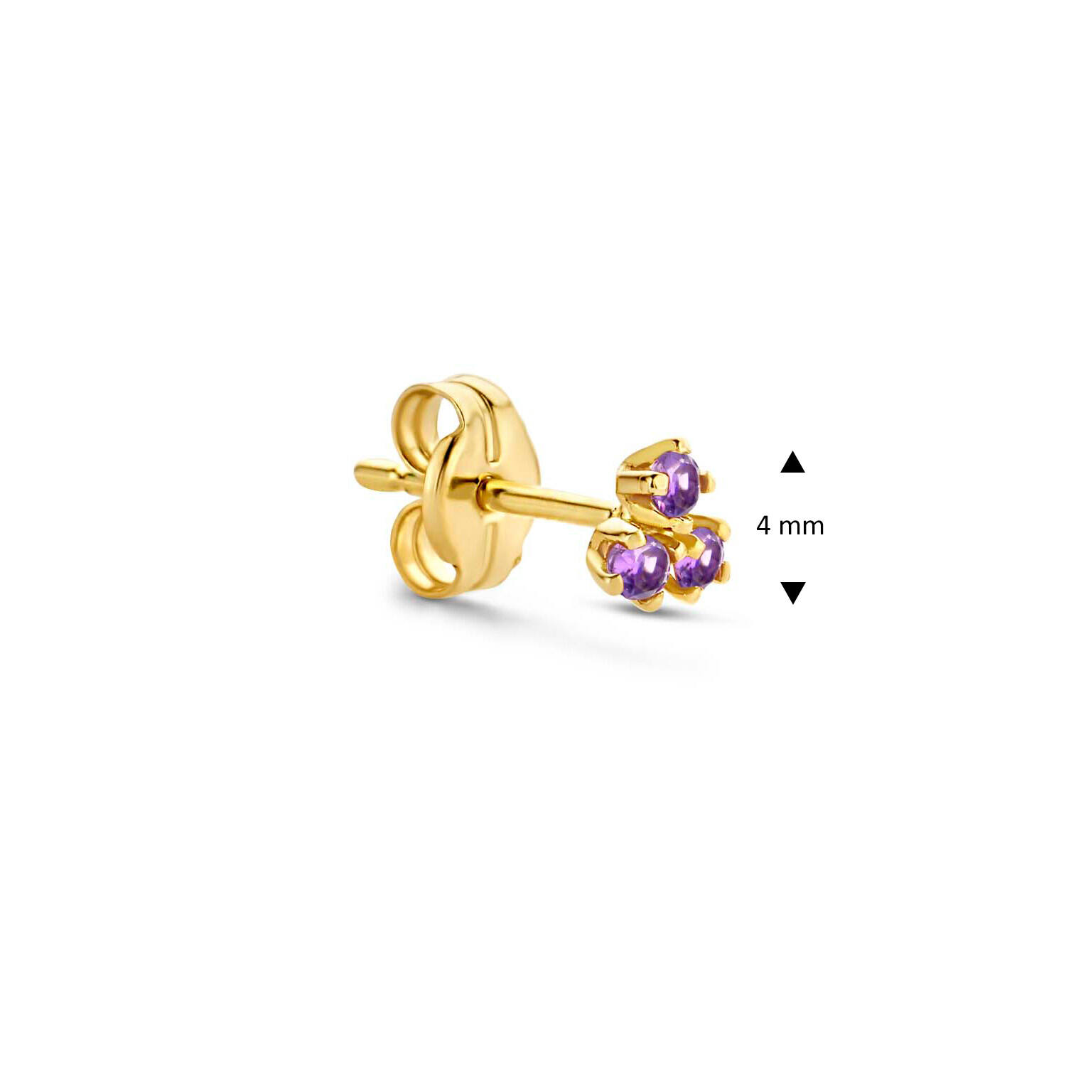 Triangle Amethyst Single Stud - 3,7mm - 585