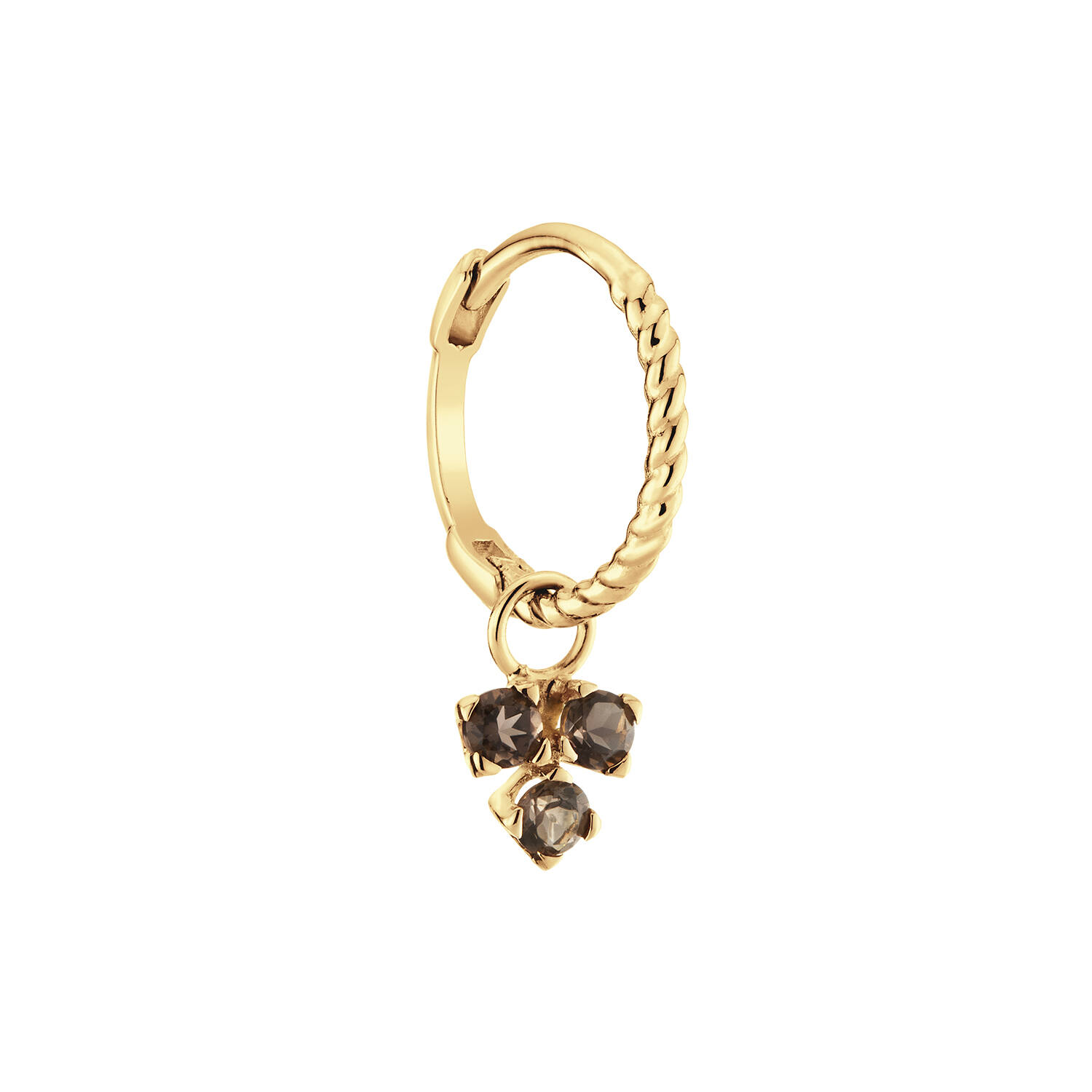 Triangle Smoky Quartz Single Hoops - 15mm - 585