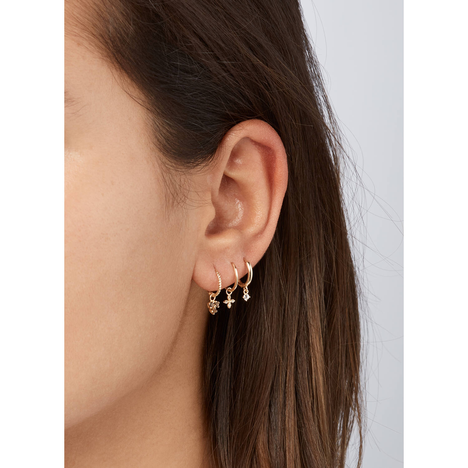 Triangle Smoky Quartz Single Hoops - 15mm - 585