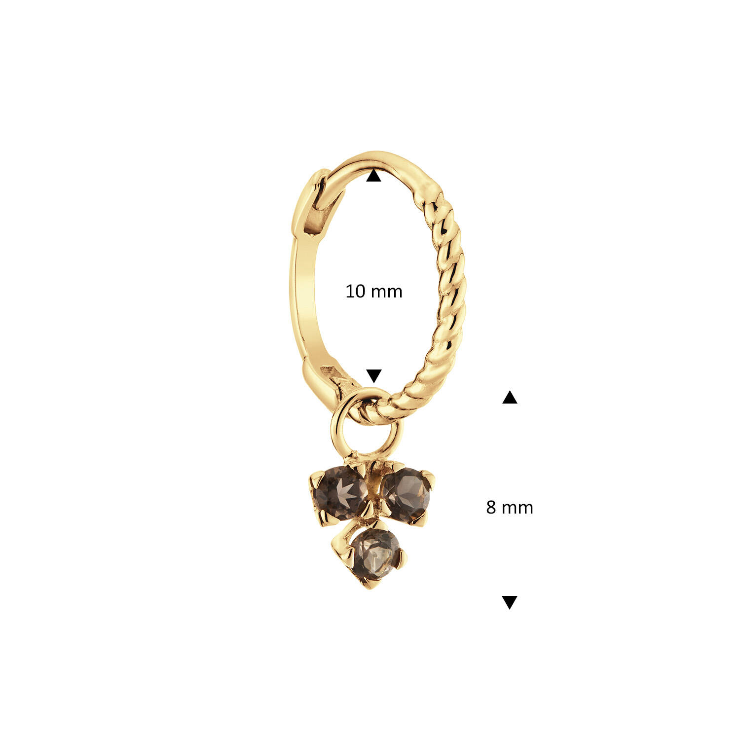 Triangle Smoky Quartz Single Hoops - 15mm - 585