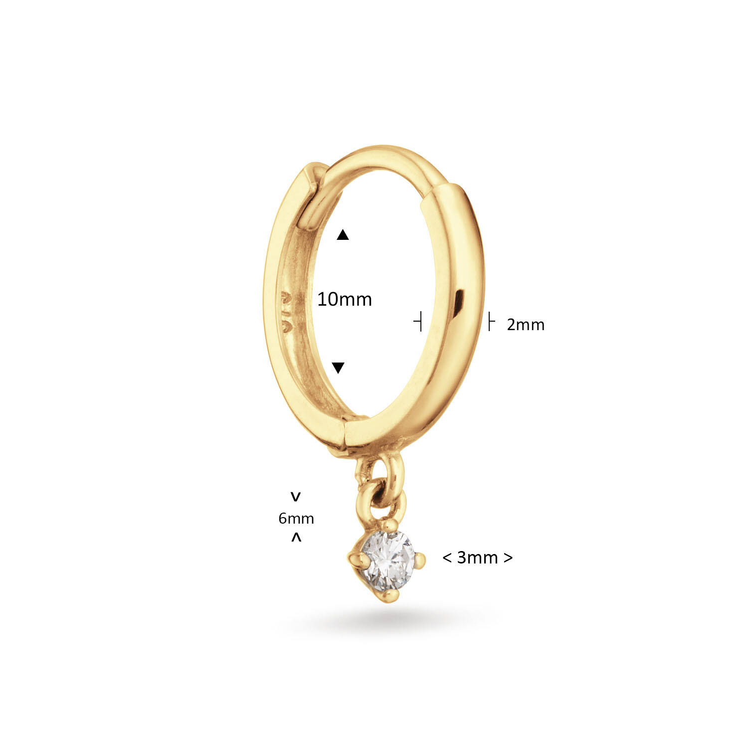 Shing Star White Topaz Single Hoop  - 10mm - 585