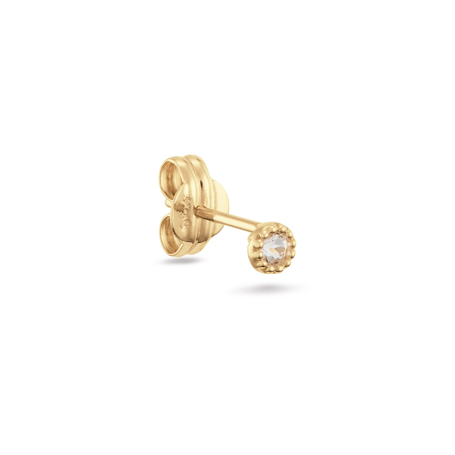 Grimaldi White Topaz Single Stud - 3mm - 585