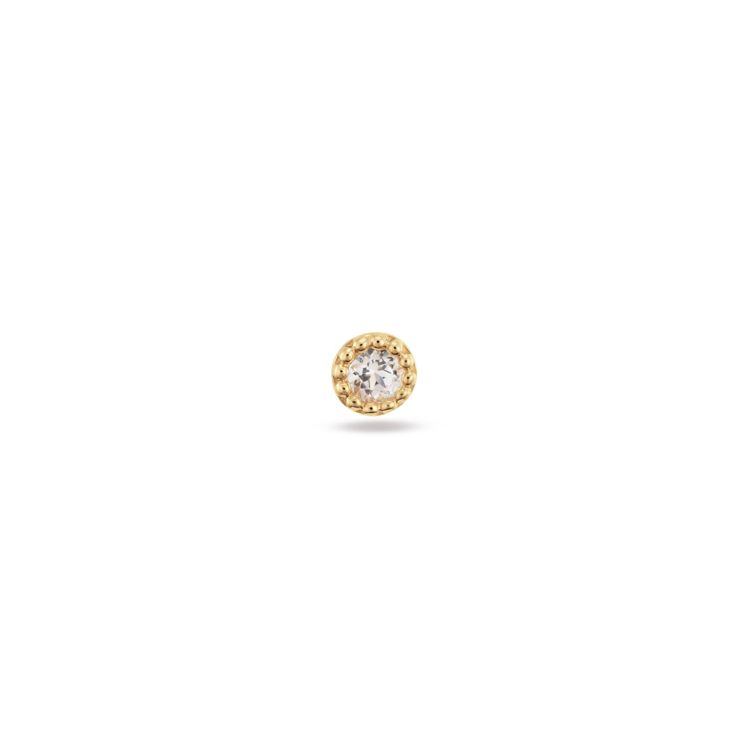 Grimaldi White Topaz Single Stud - 3mm - 585