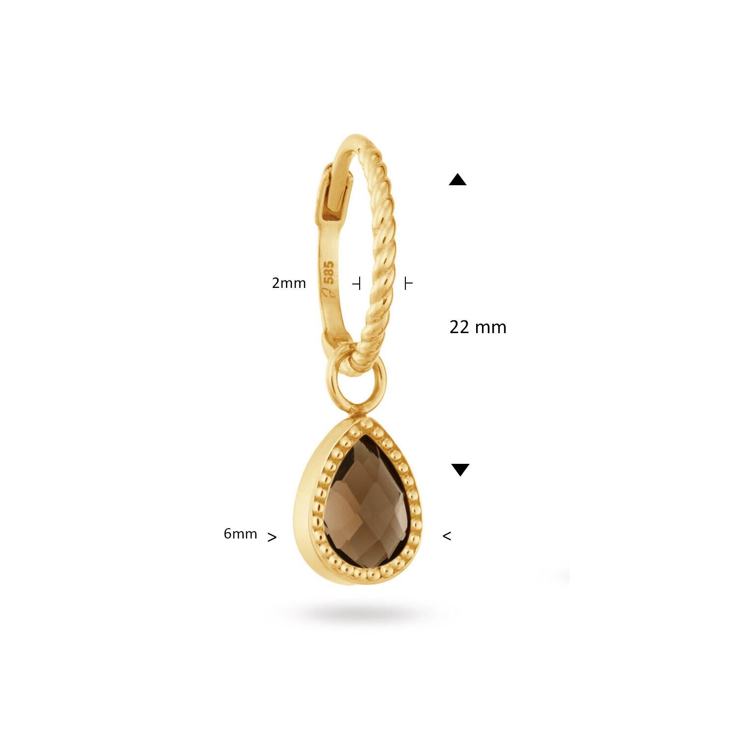 Jackie Amstel Smoky Quartz Single Hoop - 585