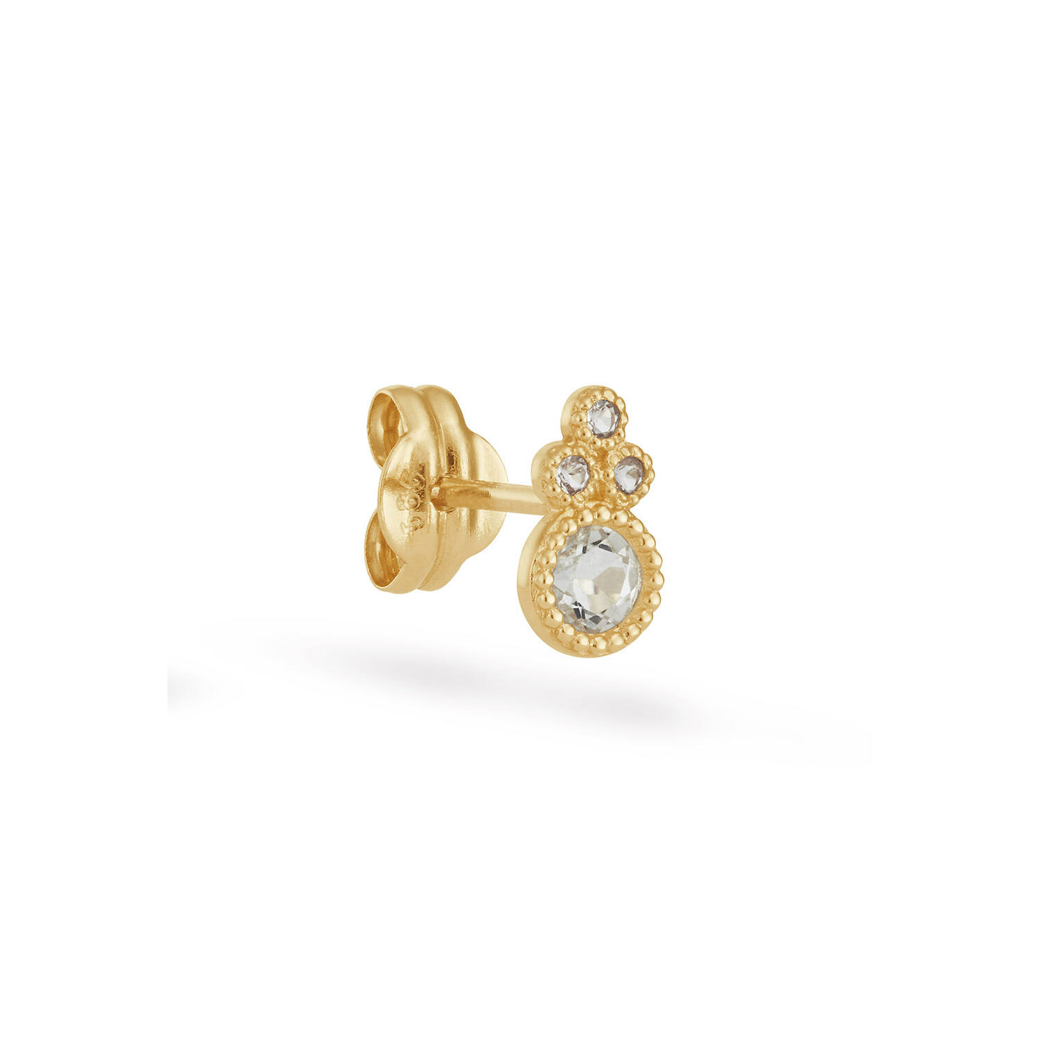Leopard White Topaz Single Stud - 3mm - 585