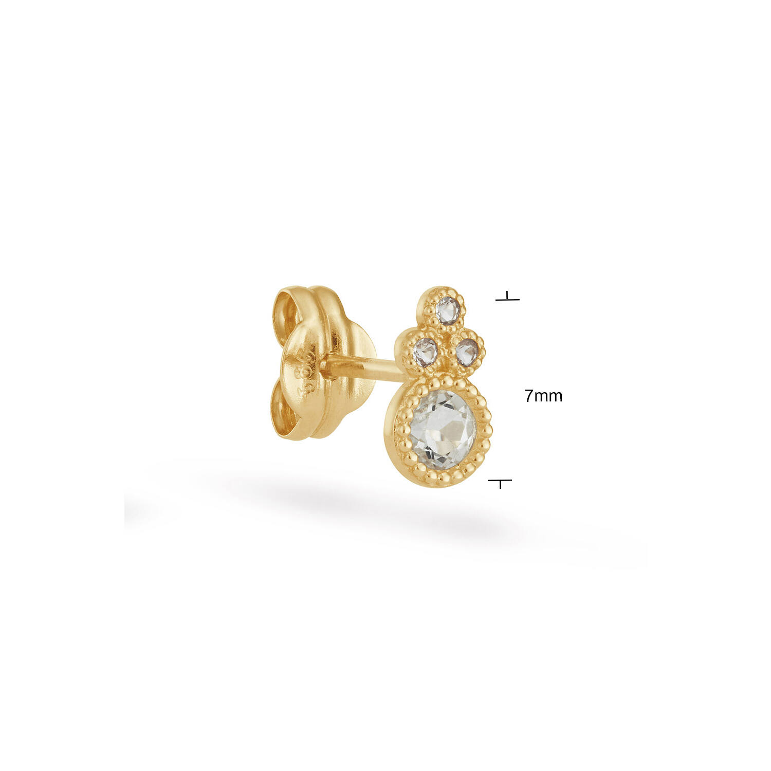 Leopard White Topaz Single Stud - 3mm - 585