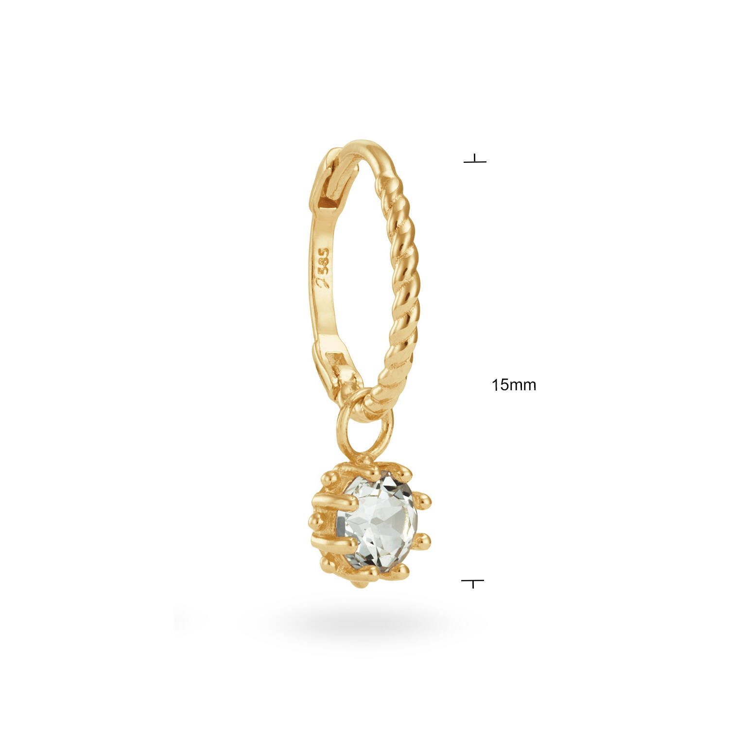 Kruger White Topaz Single Hoop - 15mm - 585