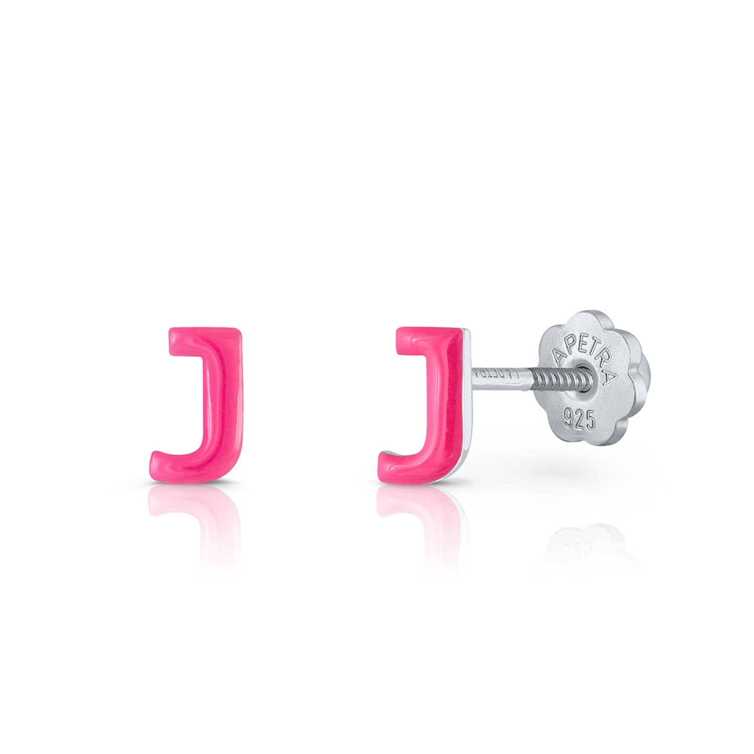 Oorknopjes Letter J - 925 - Rd - Schroefsluiting