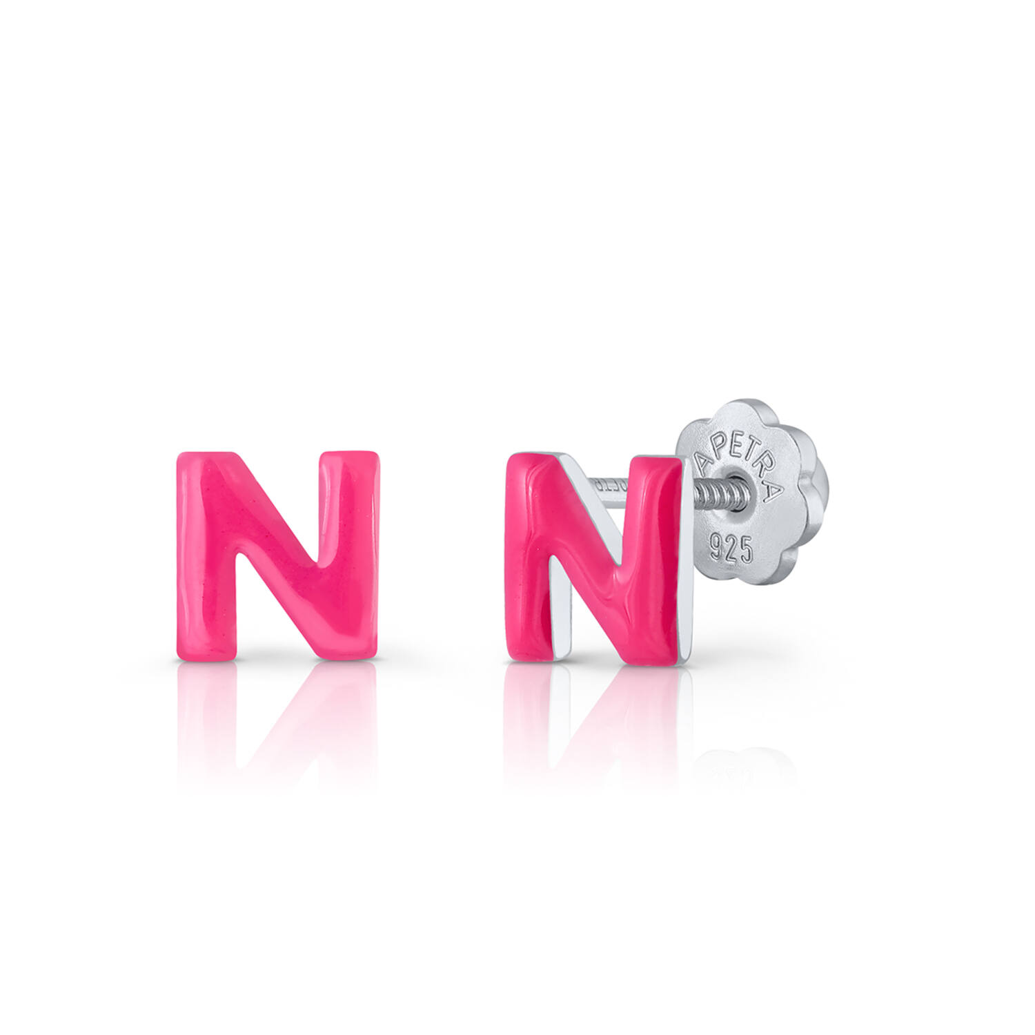 Oorknopjes Letter N - 925 - Rd - Schroefsluiting