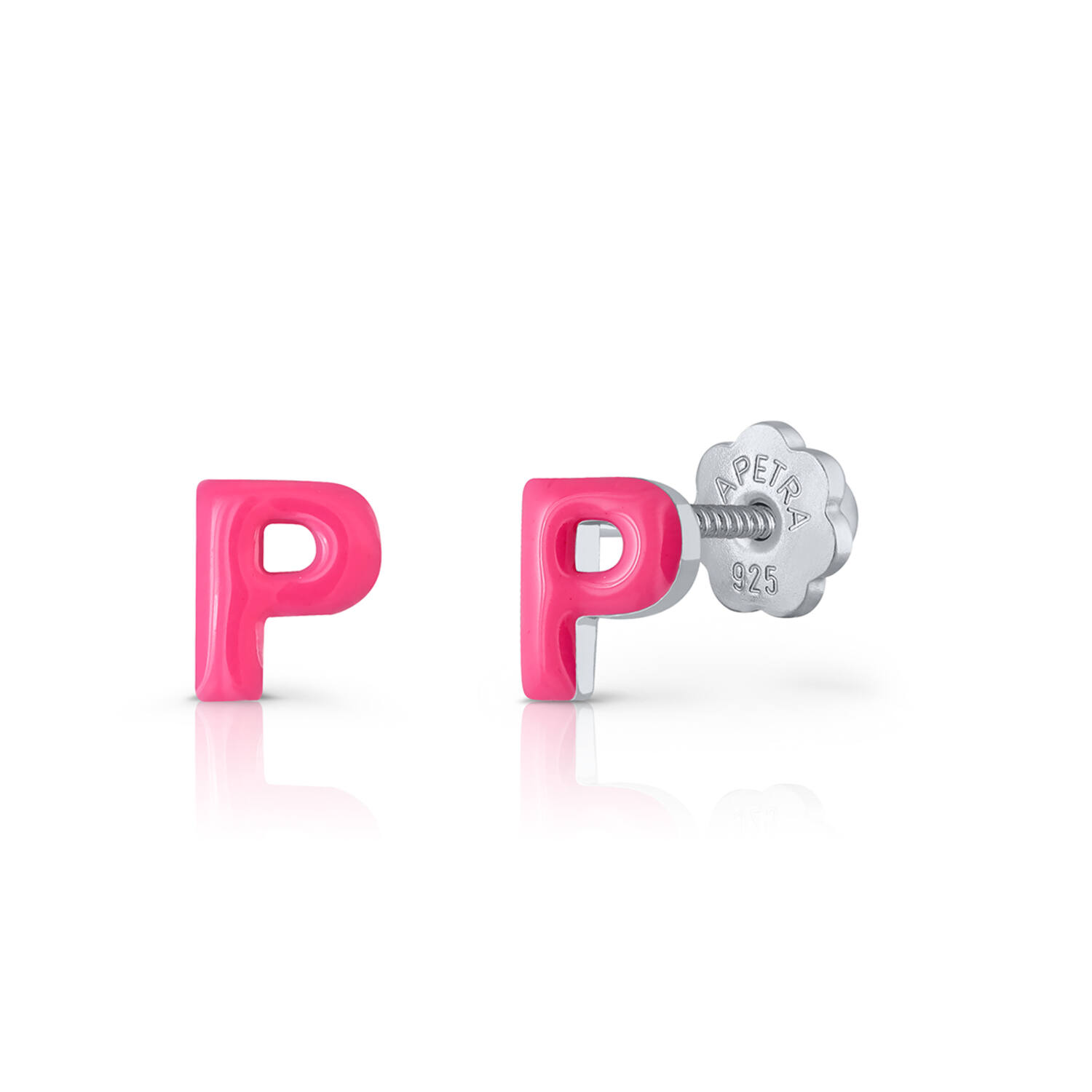 Oorknopjes Letter P - 925 - Rd - Schroefsluiting