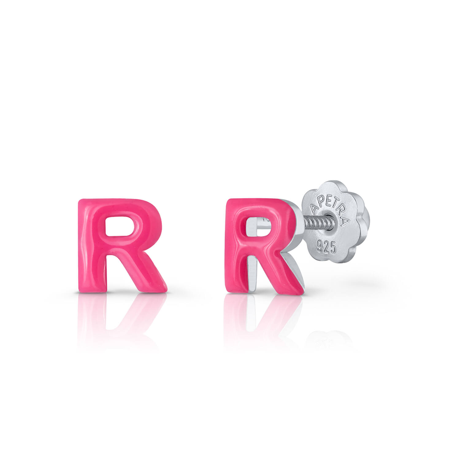 Oorknopjes Letter R - 925 - Rd - Schroefsluiting