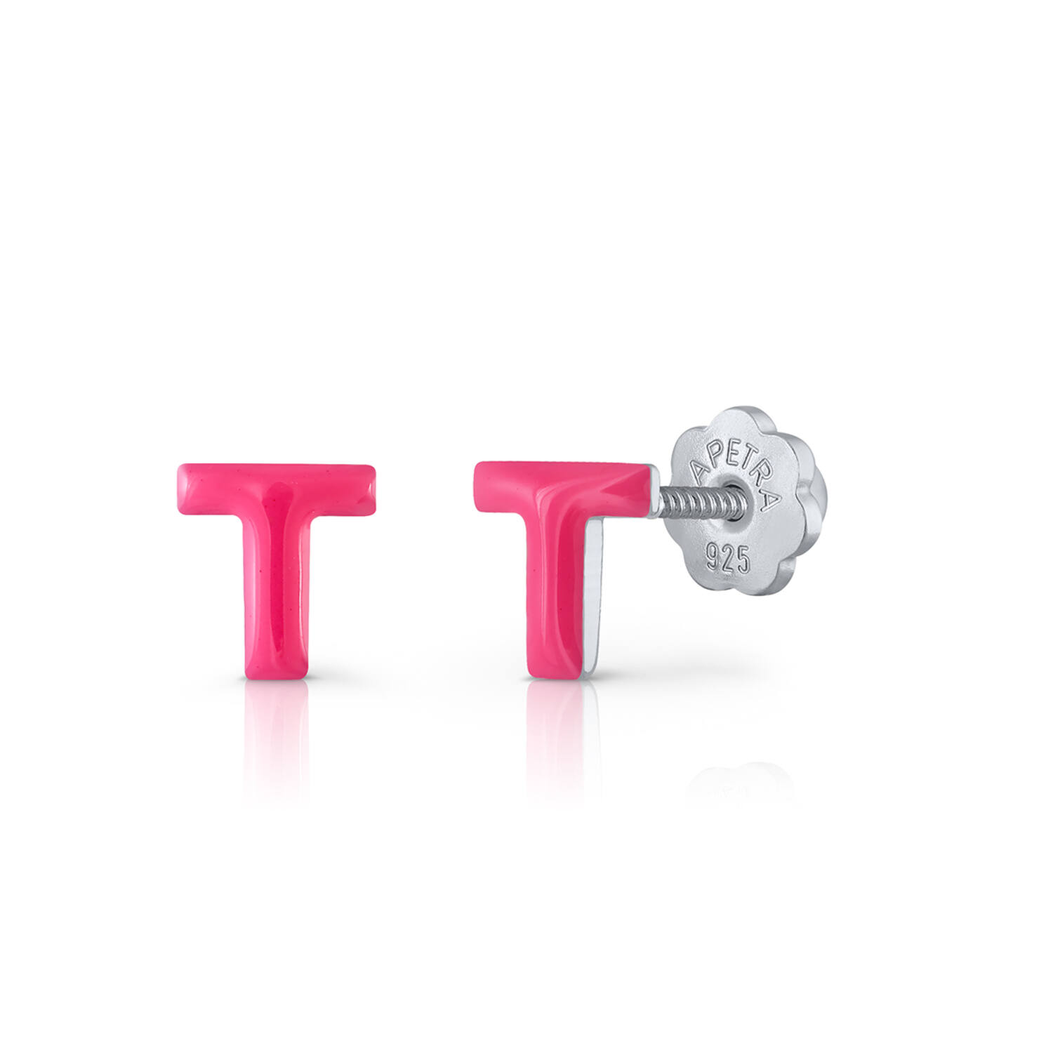 Oorknopjes Letter T - 925 - Rd - Schroefsluiting