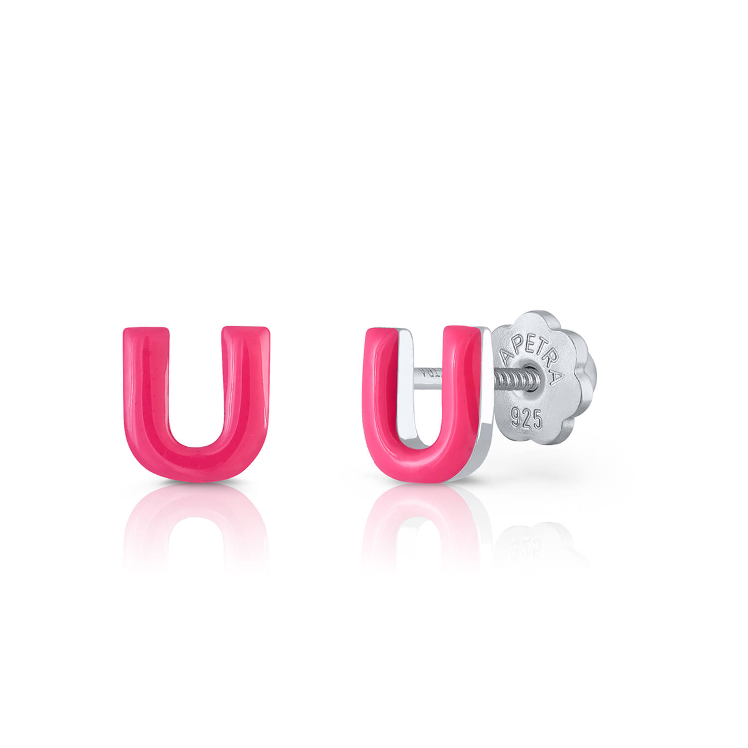 Oorknopjes Letter U - 925 - Rd - Schroefsluiting