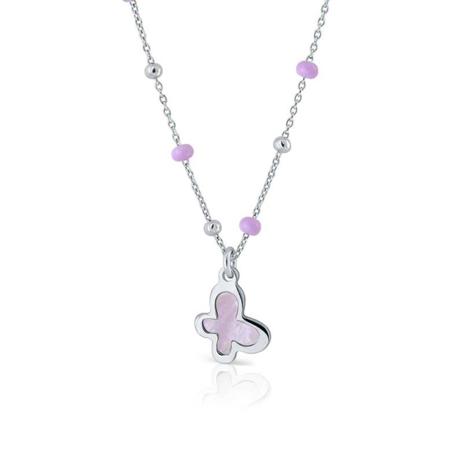 Collier Vlinder Parelmoer - 925 - Rd - Anker - 34/37cm