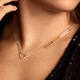  Necklaces with stone - Heart - Fantasy link - 14k Gold - 45cm