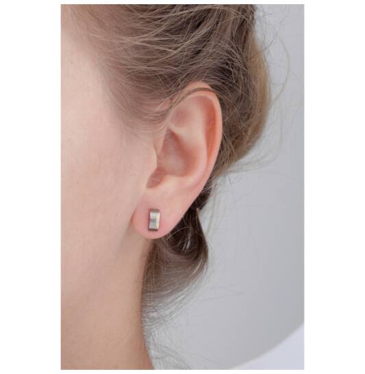  Boucles d'oreilles à puces - Titane - Diamant - 0.015ct