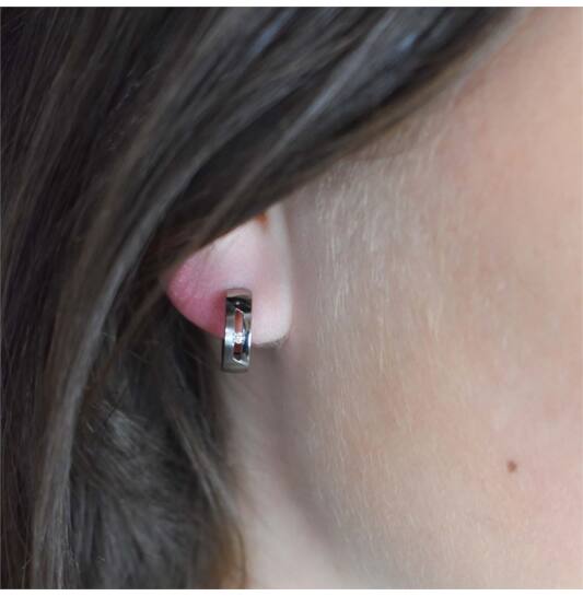  Earrings - Titanium - Diamond - 0.015ct - 1,5cm - 14mm