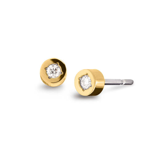 Boucles d'oreilles à puces - Titane - Diamant - 0.06ct