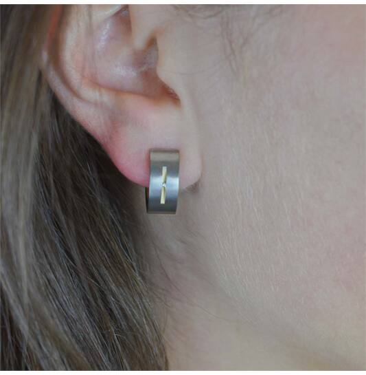 Oorringen - Titanium - Diamant - 0.015ct - 7mm