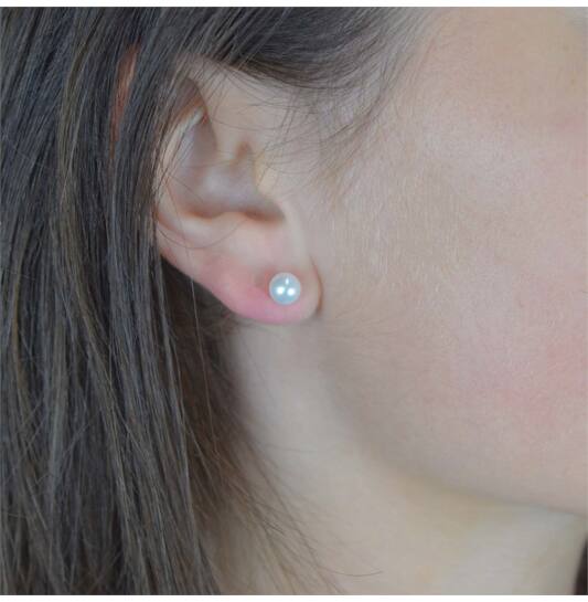  Boucles d'oreilles à puces - Titane - Perle