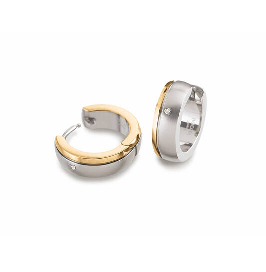  Earrings - Titanium - Diamond - 0.01ct - 1,5cm - 15mm