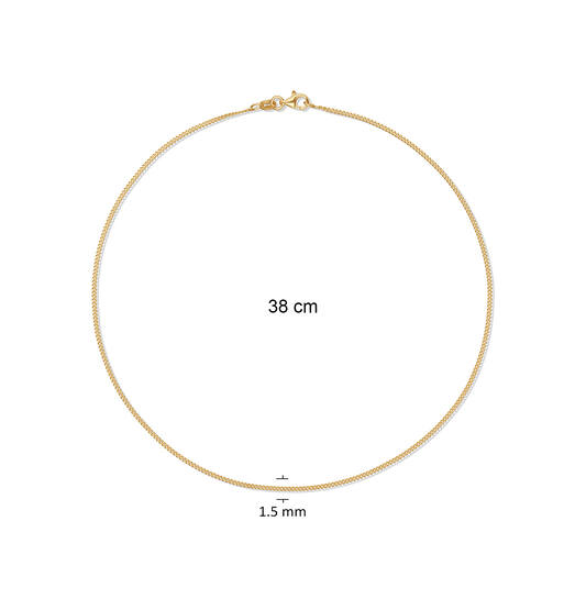  Schakelketting - Gourmet - 1.5mm - 38cm - Zilver verguld