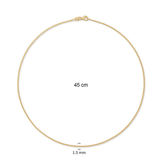  Link necklace - Gourmet - 1.5mm - 45cm - Goldplated