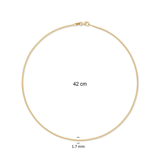  Link necklace - Gourmet - 1.7mm - 42cm - Goldplated