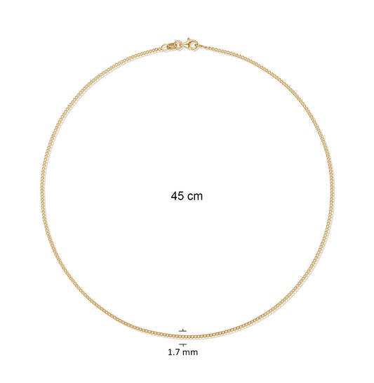 Collier à maillons - Gourmette - 1.7mm - 45cm - Argent doré