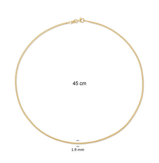  Link necklace - Gourmet - 1.9mm - 45cm - Goldplated