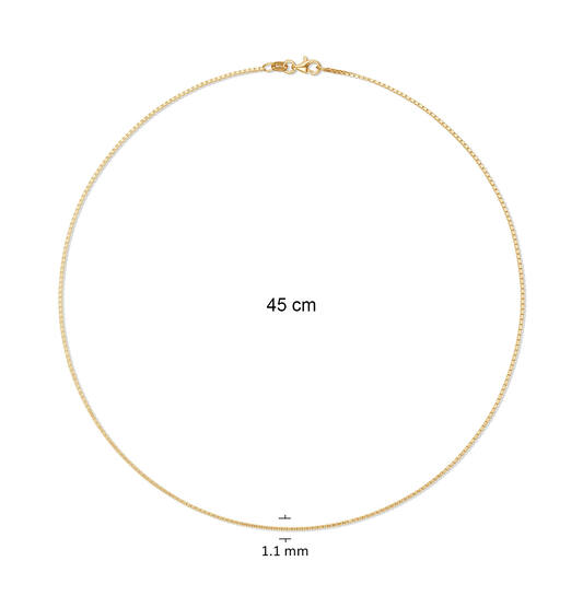  Link necklace - Venetian - 1.1mm - 45cm - Goldplated