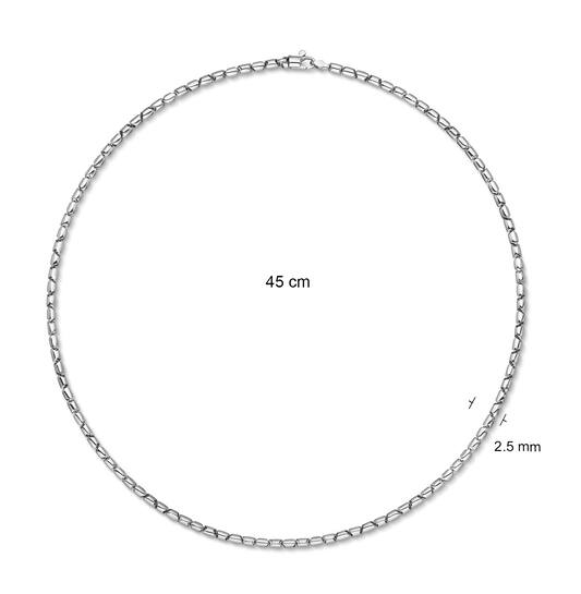  Schakelcollier - Plaatjes, Spijltjes, Staafjes - Zilver - 45cm