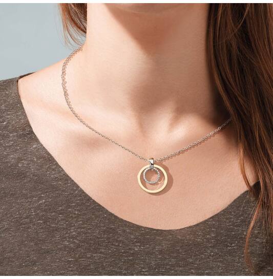  Necklaces with pendant - Round - Anchor - Silver - 45cm