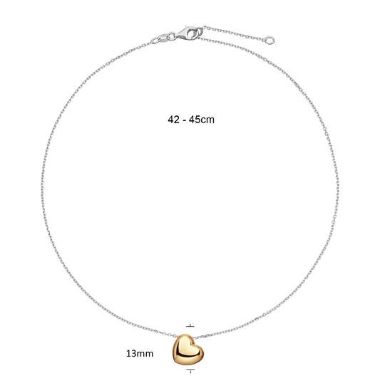  Collier - Cœur - Ancre - Argent - 45cm