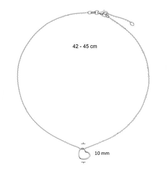  Collier - Hart - Anker - Zilver - 45cm