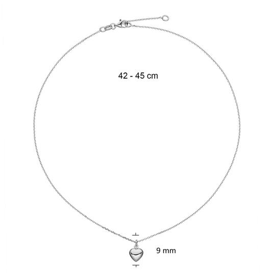  Necklace - Heart - Anchor - Silver - 45cm