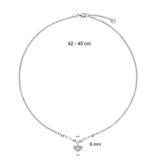  Collier - Hart - Blokjes, Balletjes - Zilver - 45cm