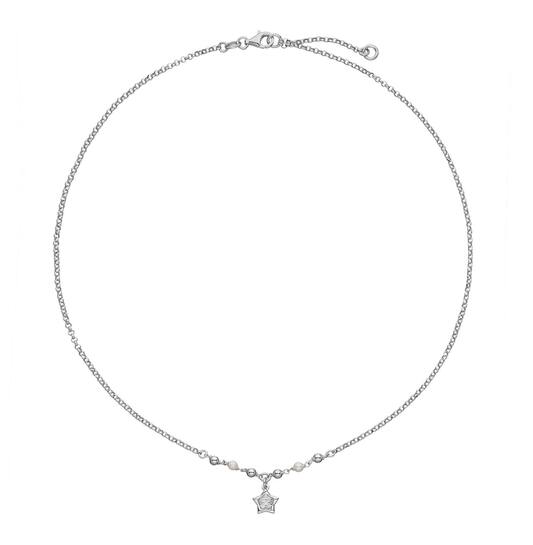  Collier - Étoile - Dés, billes - Argent - 45cm