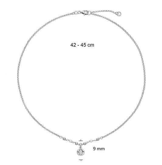  Collier - Rond - Blokjes, Balletjes - Zilver - 45cm