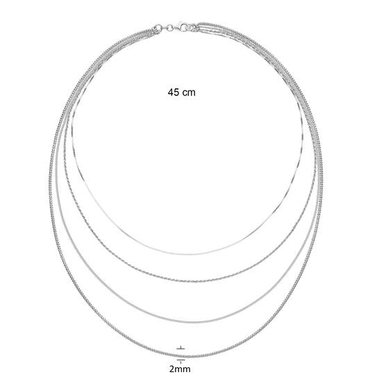  Collier - Koord - Zilver - 45cm