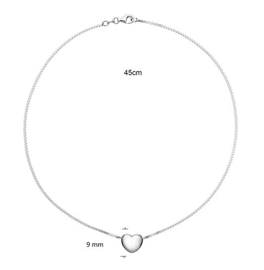  Collier - Cœur - Maillon fantaisie - Argent - 45cm