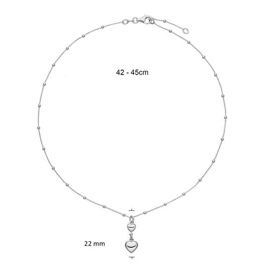  Collier - Cœur - Ancre - Argent - 45cm