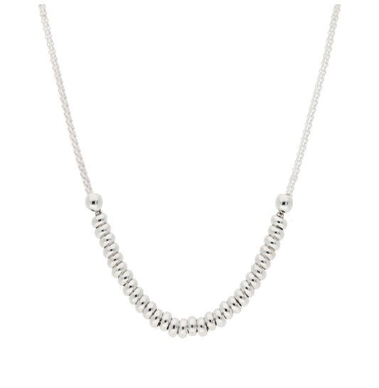  Collier - Bolletjes, Schijfjes - Popcorn - Zilver - 45cm